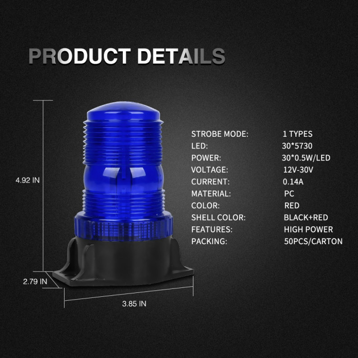 Luz de señal intermitente azul 12v 24v DC Luces de señalización de alarma de tractor Señalización de camiones