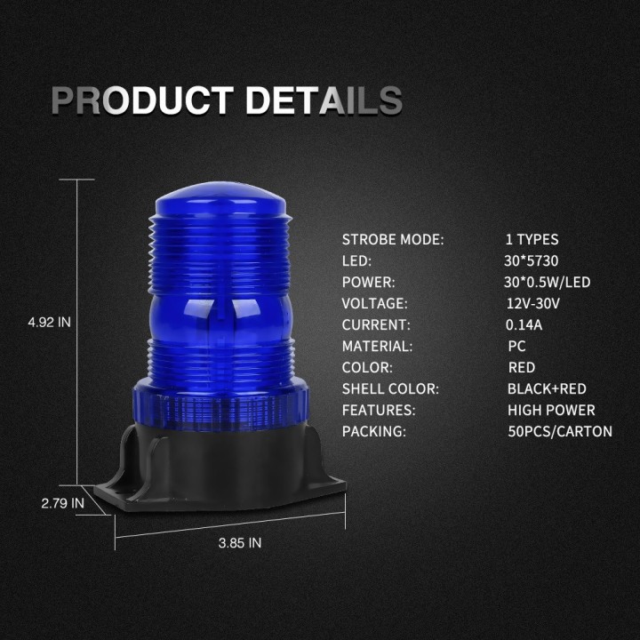 Luz de señal intermitente azul 12v 24v DC Luces de señalización de alarma de tractor Señalización de camiones