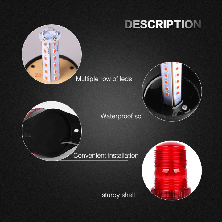 red Flashing Signal Light 12v 24v DC Tractor Alarm Signaling Lights Truck Signaling