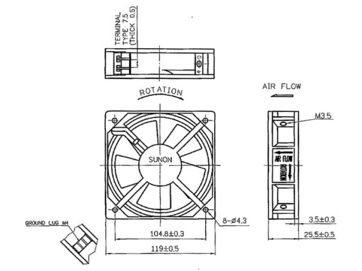 ac 220v Cooling Fan sunon 230vac sleeve 120 x 120 x 25mm velleman - 1