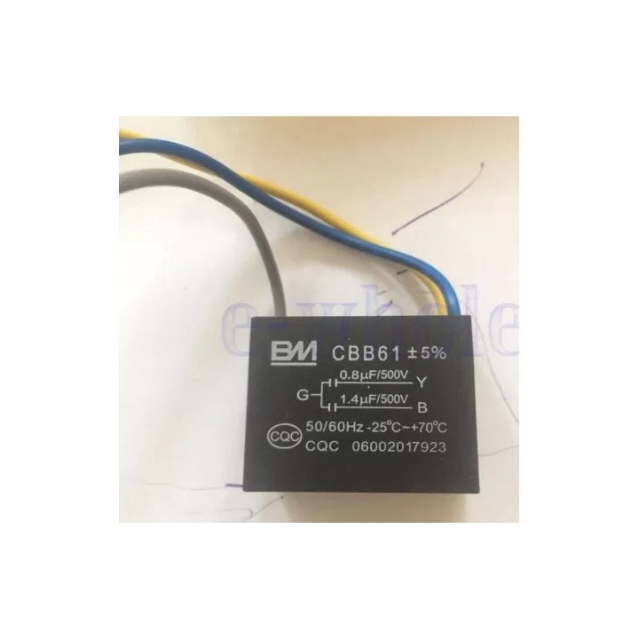 Condensador de 3 hilos CBB61 0.8UF + 1.4UF Motor Ventilador de techo 0.8MF + 1.4mf