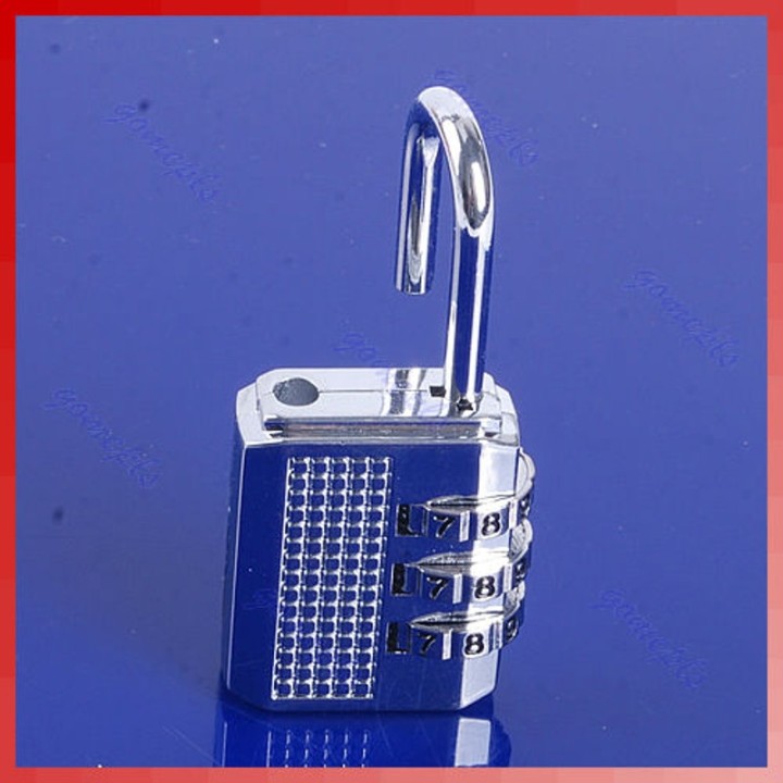 Cadenas antivol combinaison code numero 3 chiffres couleur argent fermeture ouverture securisee