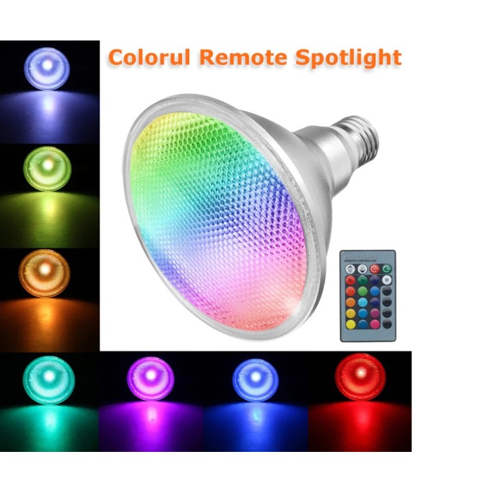 LED bulb 20w RGB E27 Par38 waterproof lighting spot with 24-key IR remote control