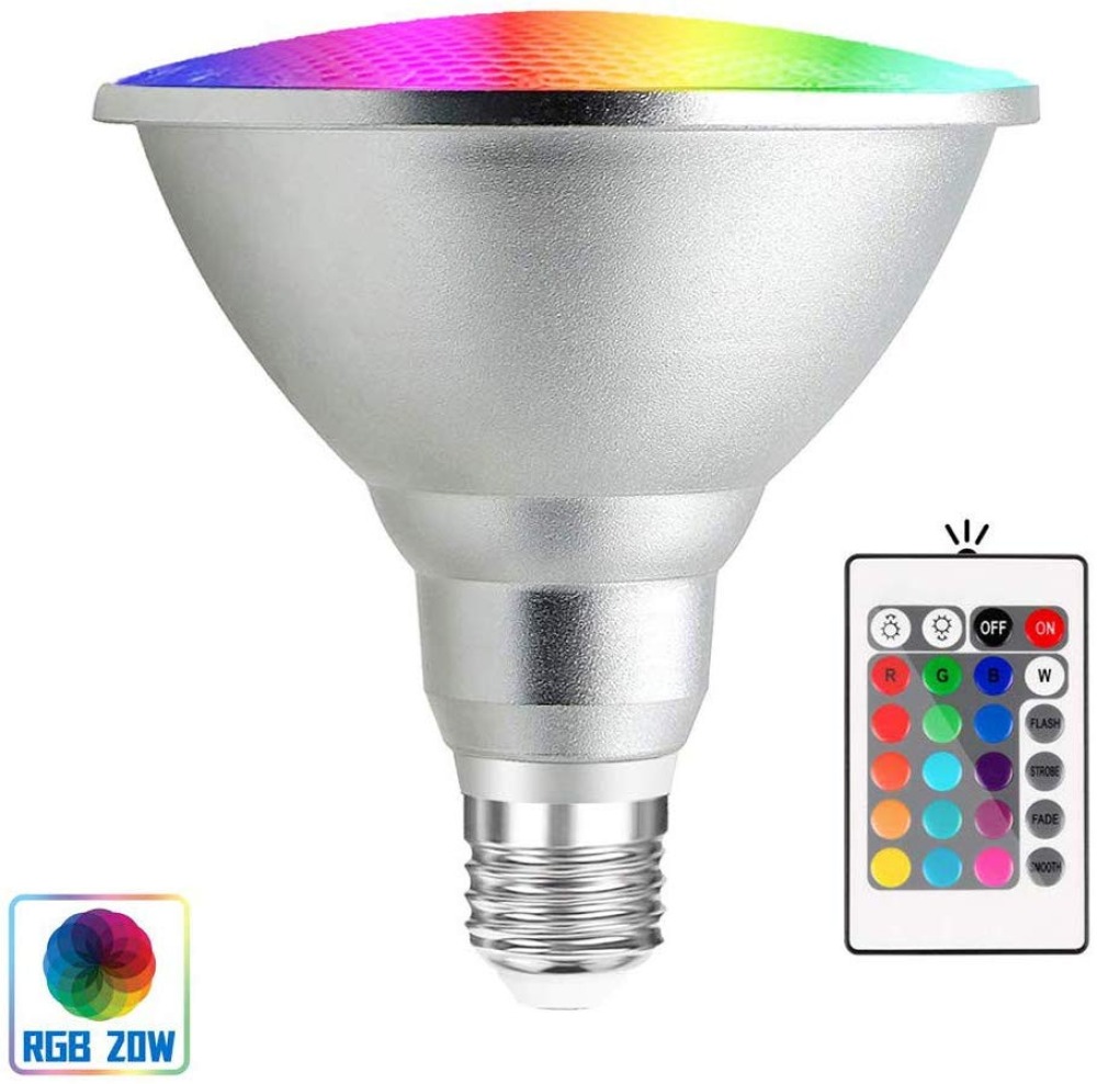 Lampadina a LED 20w RGB E27 Par38 spot di illuminazione impermeabile con telecomando IR a 24 tasti