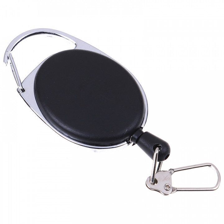 Porte-clés rétractable extensible fil métallique 60cm Clip traction porte-carte identité anti perte
