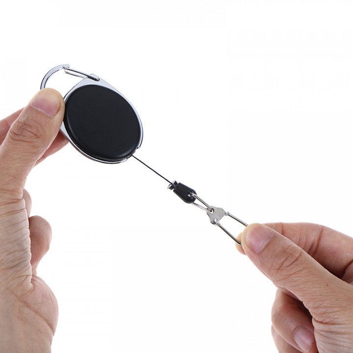 Llavero retráctil alambre de metal extensible 60cm Clip de tracción portatarjetas de identidad perdido anti
