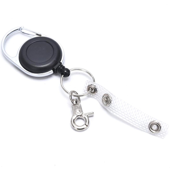 Retractable key ring extendable metal wire 60cm Pull clip anti lost identity card holder