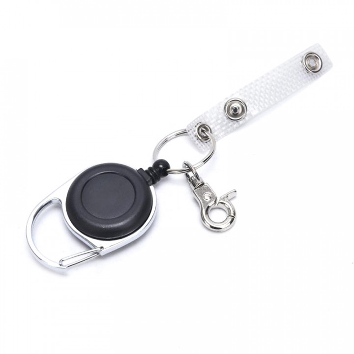 Portachiavi retrattile estensibile in filo metallico 60 cm Porta carte d'identità anti smarrimento con clip a strappo