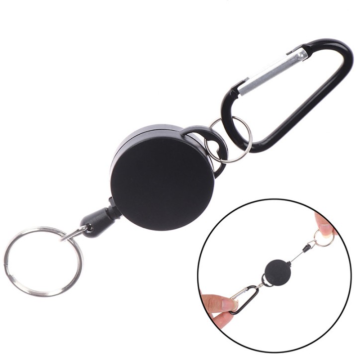 Einziehbarer Schlüsselring, ausziehbarer Metalldraht, 60 cm, Zugclip, Anti-Verlust-Ausweishalter
