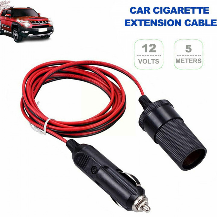 Car Cigarette Lighter Extension Cable 12V 10A 5M Indoor Male Female D4F6