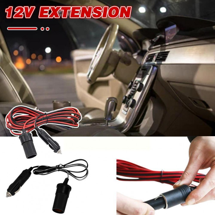 Car Cigarette Lighter Extension Cable 12V 10A 2M Indoor Male Female D4F6