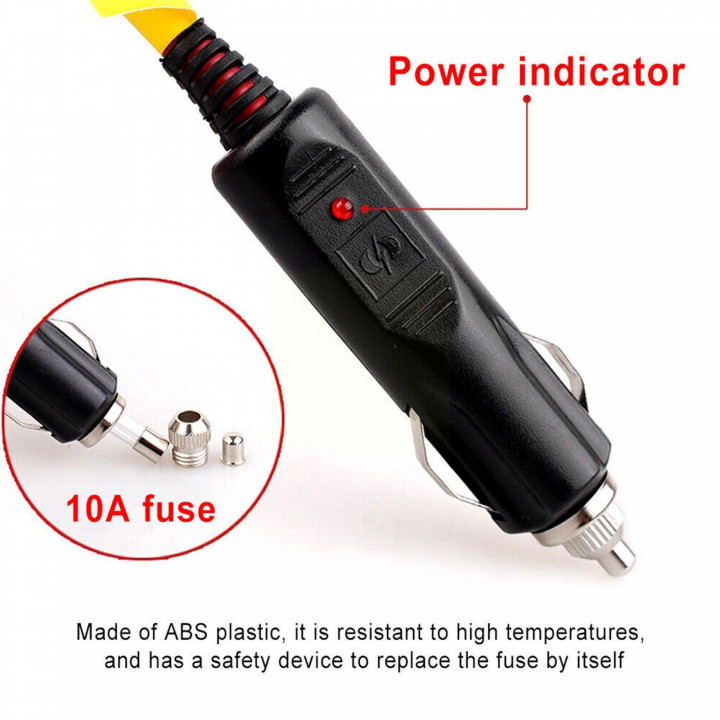 Cable de extensión para encendedor de cigarrillos de coche, 12V, 10A, 2M, interior, macho, hembra, D4F6