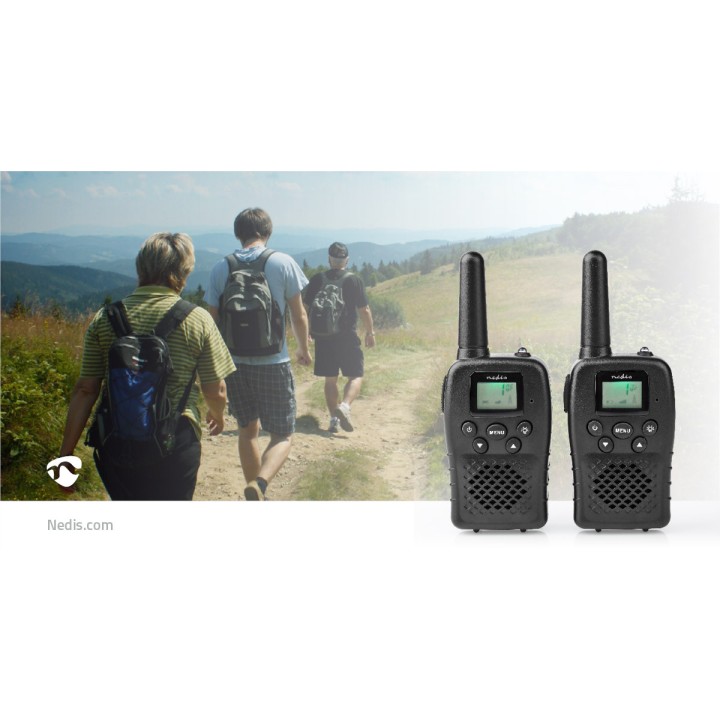 Walkie talkie pmr 446mhz 10 km range 8 channel black PTT VOX rechargeable batteries 3 h Micro USB 10 km