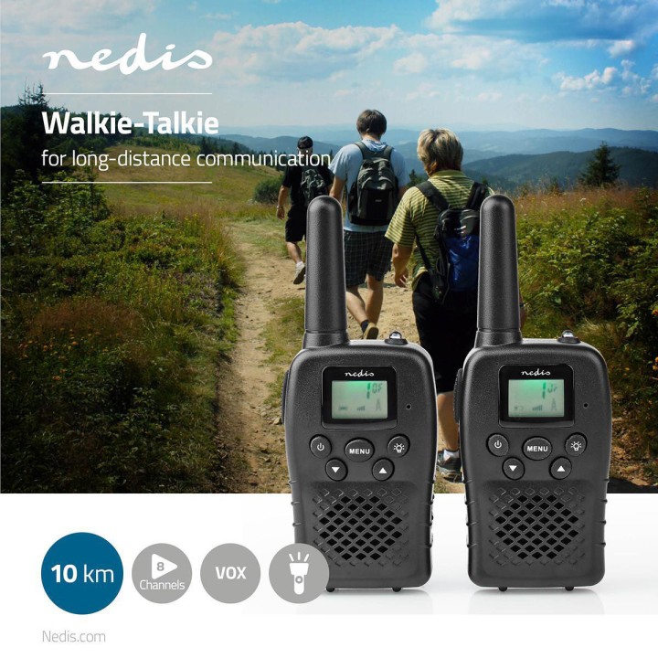 Talkie walkie pmr 446mhz 10 km range 8 channel noir PTT VOX batteries rechargeable 3h Micro USB