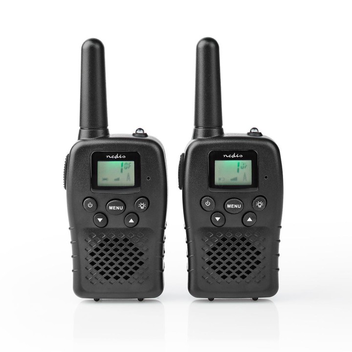 Walkie talkie pmr 446mhz 10 km range 8 channel black PTT VOX rechargeable batteries 3 h Micro USB 10 km
