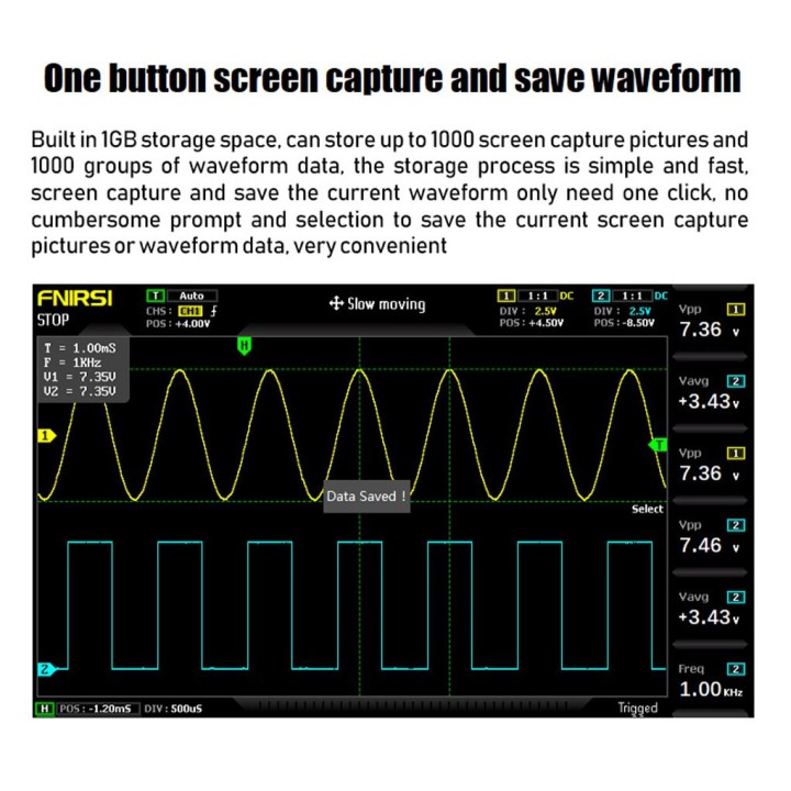 Digital Oscilloscope Generator Signal Input 1GSa/s 100MHz Bandwidth Multimeter Storage FNIRSI-1014D