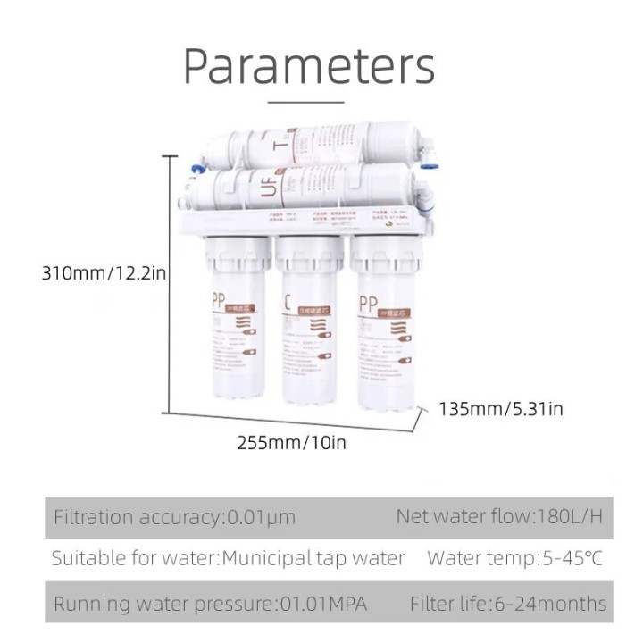 Level 5 water purifier + kitchen faucet + 5 filters for home ultrafiltration 180L hour