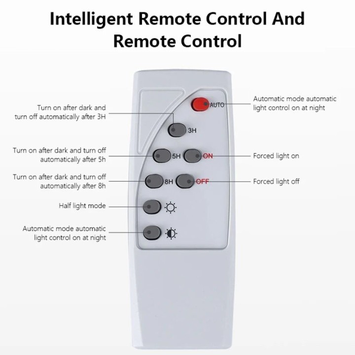 Lampe panneau solaire LED 65w télécommande etanche norme IP67 éclairage d'extérieur deporté