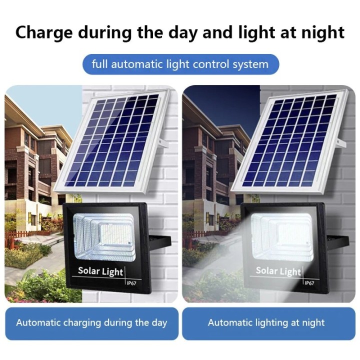Lampe panneau solaire LED 65w télécommande etanche norme IP67 éclairage d'extérieur deporté