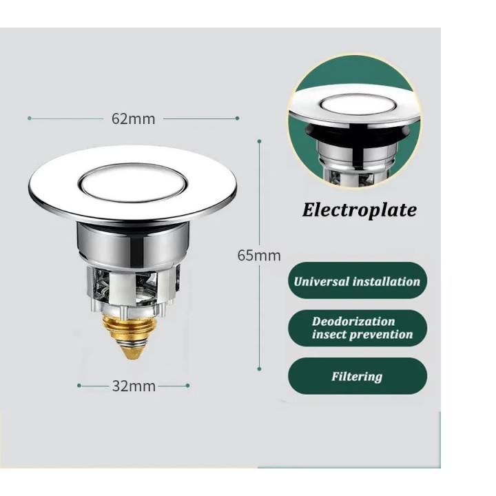 Bouchon Lavabo Universel en Silicone Filtre Vidange Évier Pop-Up Attrape-Cheveux anti-encrassement