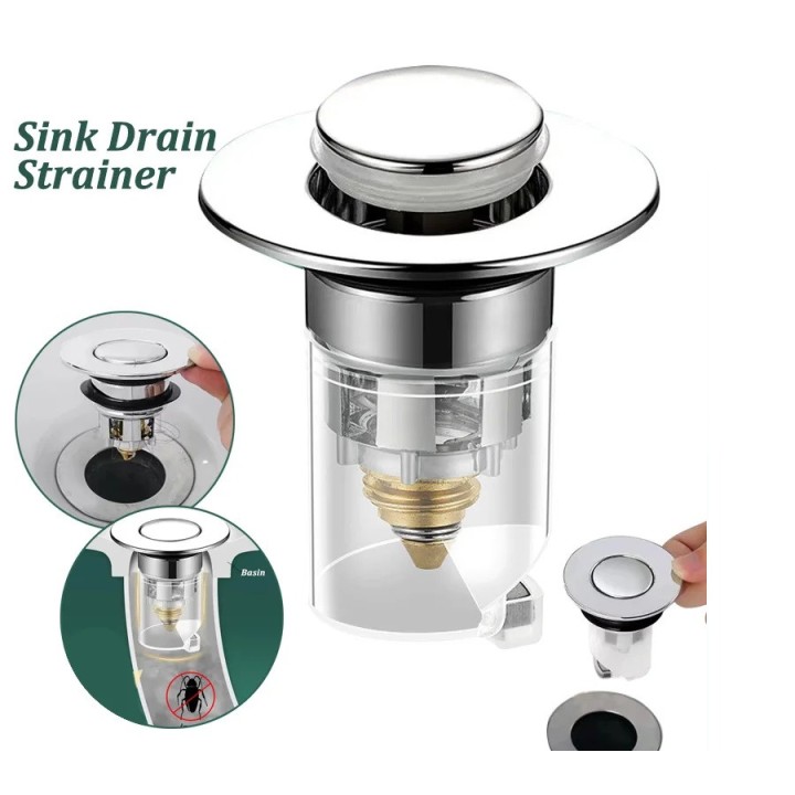 Universal Silicone Basin Stopper Pop-Up Sink Drain Filter Anti-Clogging Hair Catcher
