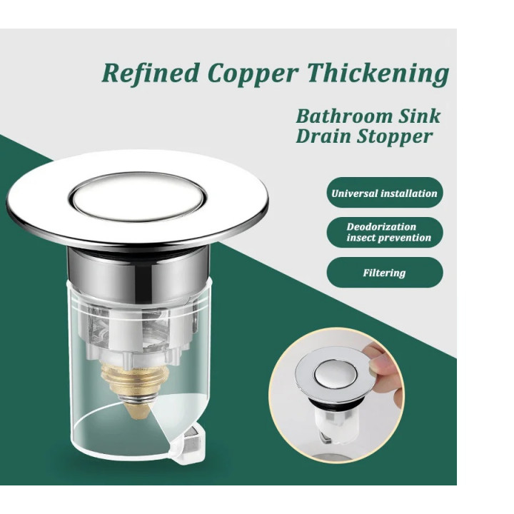 Xinlie 2 Pezzi Filtro Lavandino Universale Pop-Up In Acciaio Inox - Tappo A Scatto Per Scarico Cucina E Bagno (Foro 32-40mm)