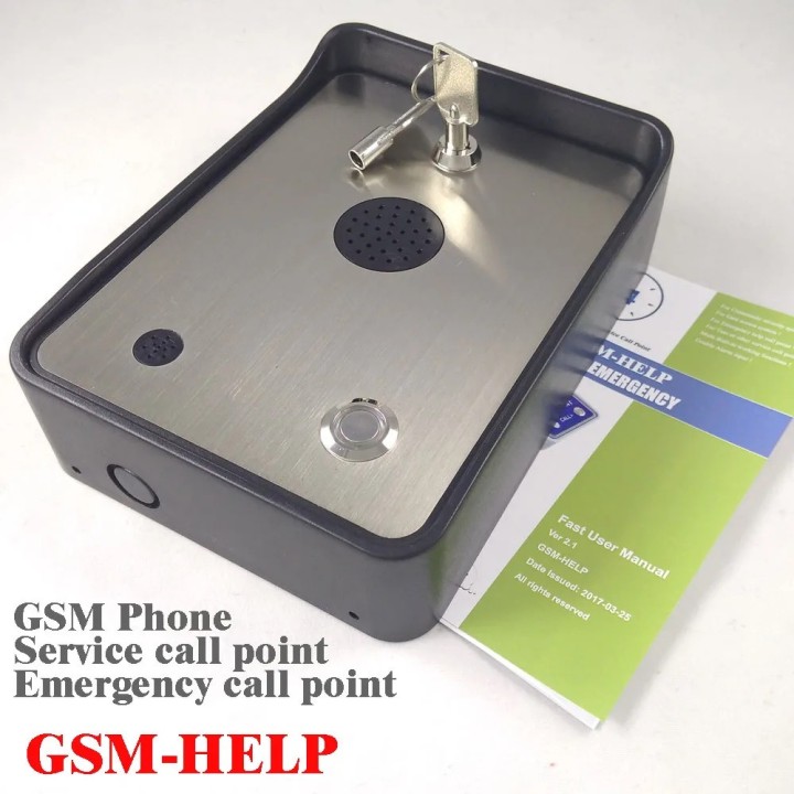 GSM battery intercom with emergency SOS alarm call button with 2-channel door opening relay 12v 24v acdc GSM-HELP