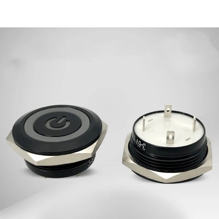 Extra flat push button NO NF metal 22mm 2A 250VAC waterproof Led light momentary 12V white