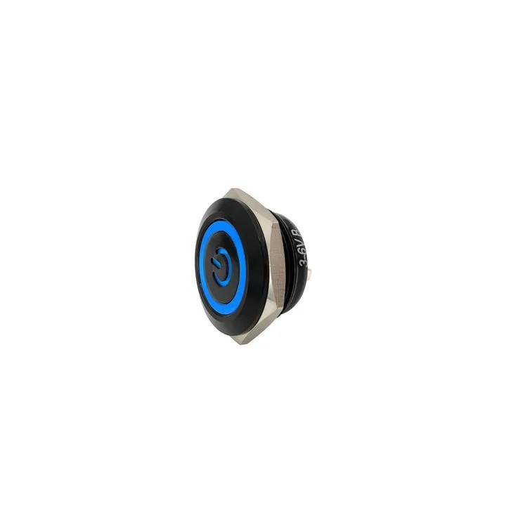 Extra flat push button NO NF metal 22mm 2A 250VAC waterproof Led light momentary 12V white