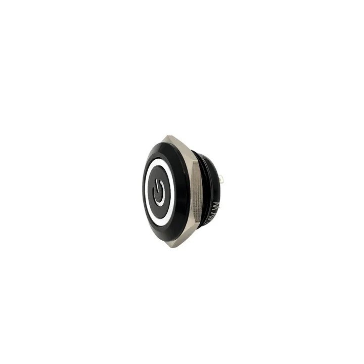 Bouton-poussoir extra plat NO NF métal 22mm 2A 250VAC étanche lumière Led momentané 12V blanc