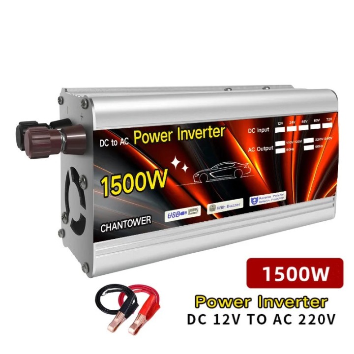 1500W WATT DC 12V to AC 220V Portable Car Power Inverter Charger Voltage Converter 12V To 220V Transformer