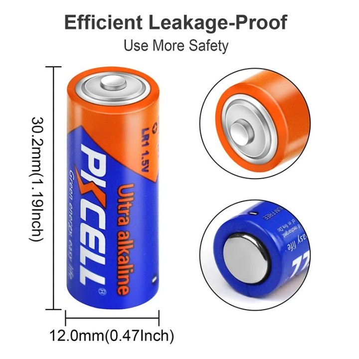 Lotto di 2 pile alcaline 1.5v 800mah lr01 alimentazione pila batterie