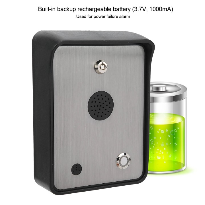 Intercomunicador 12v 24v acdc GSM-HELP a batería pulsador de llamada alarma SOS emergencia relé apertura puerta 2 canales