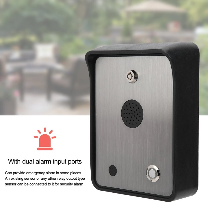 GSM battery intercom with emergency SOS alarm call button with 2-channel door opening relay 12v 24v acdc GSM-HELP