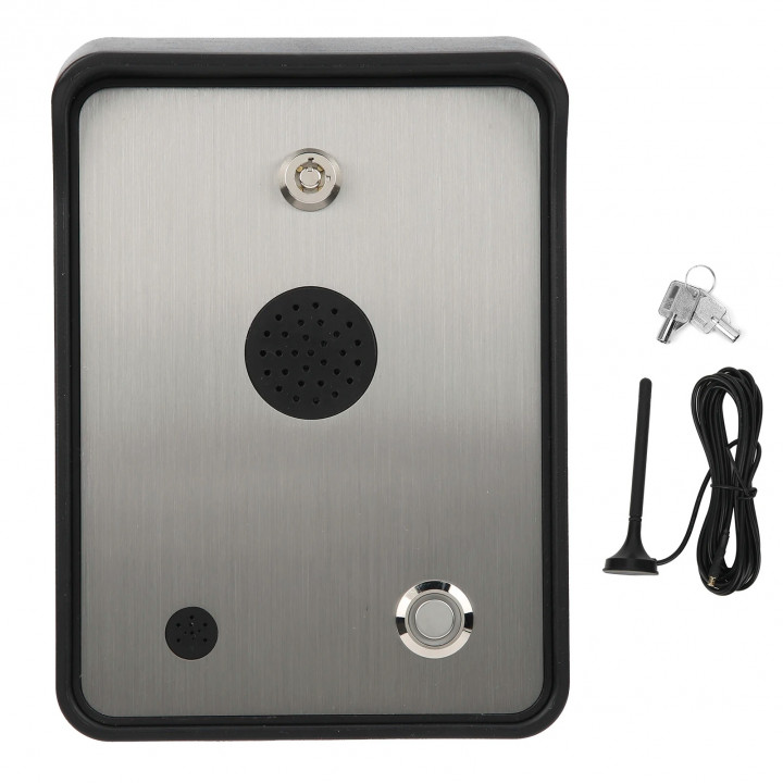 Interphone gsm 12v 24v acdc GSM-HELP batterie bouton appel alarme sos urgence relais 2 canaux ouverture porte