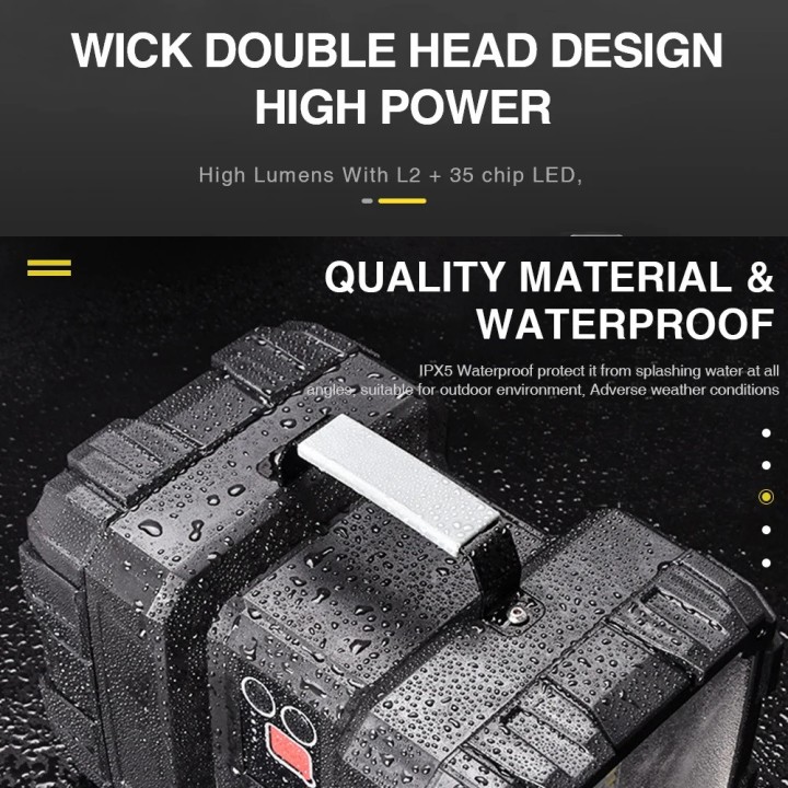 Rechargeable Handheld Headlight Portable Lamp XHP100 USB Rechargeable Powerful Double Head