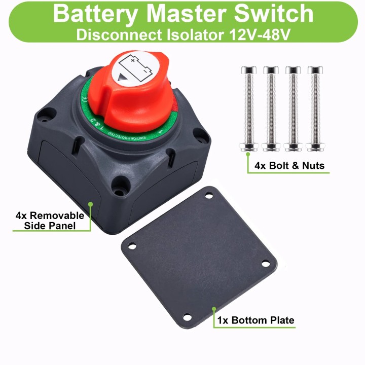 Interruptor de corte de desconexión de batería, turbina eólica para barco y coche, 12v, 24v, 48v, 50a, 100a, 200a, 300a