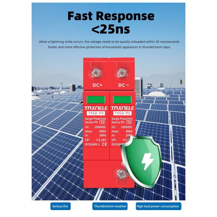 Surge protector protection device 40KA 1000v dc TXSD-PV against surges solar panels wind turbine