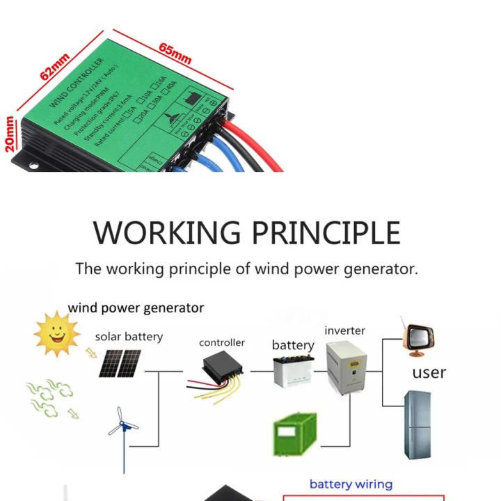 Controller Charge Regulator wind battery pwm turbine 400W 12V 24V 10a 16A wind generator