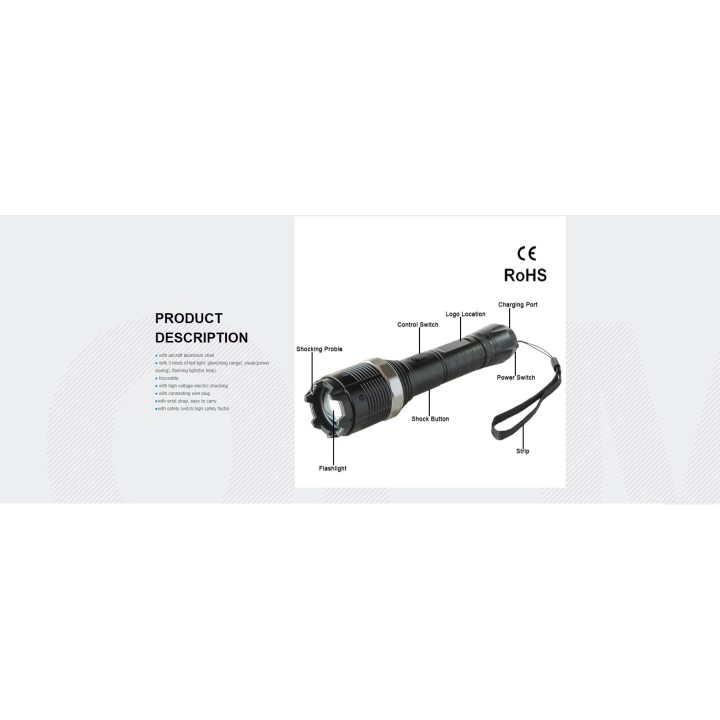 Torche led lampe rechargeable schoker zap electrique 3200kv TW-8810 sécurité arme défense
