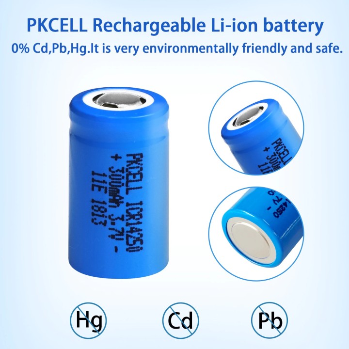 4 Rechargeable lithium battery 14250 3.7v 300mAh ICR14250 1/2AA Flashlight Camera