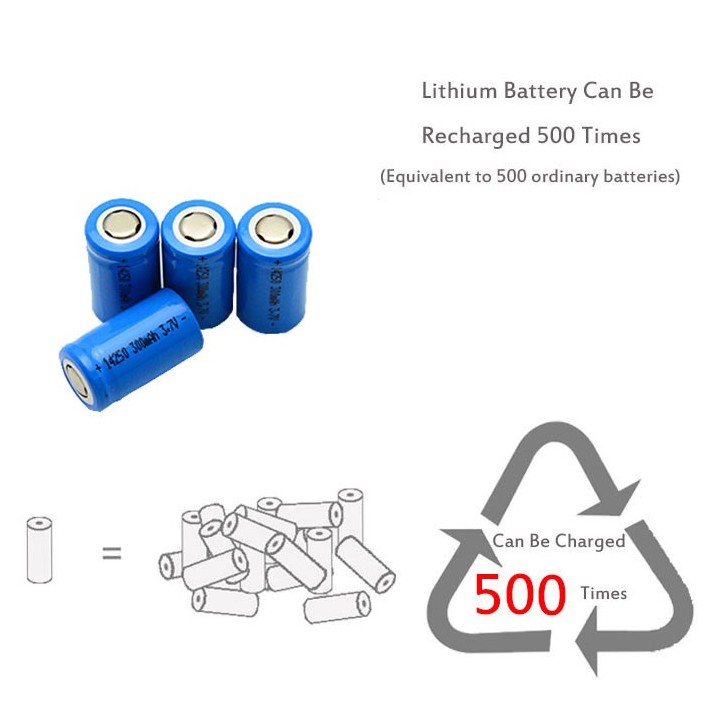 4 Rechargeable lithium battery 14250 3.7v 300mAh ICR14250 1/2AA Flashlight Camera