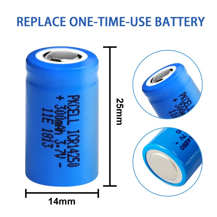 4 Batterie lithium rechargeable 14250 3.7v 1200mAh ICR14250 1/2AA lampe torche Appareil photo