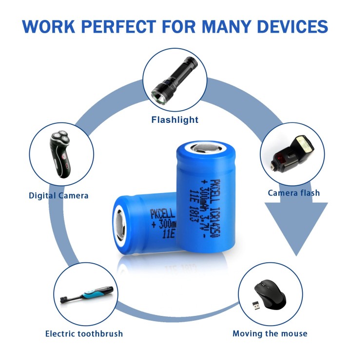 Rechargeable lithium battery 14250 3.7v 300mAh ICR14250 1/2AA Flashlight Camera