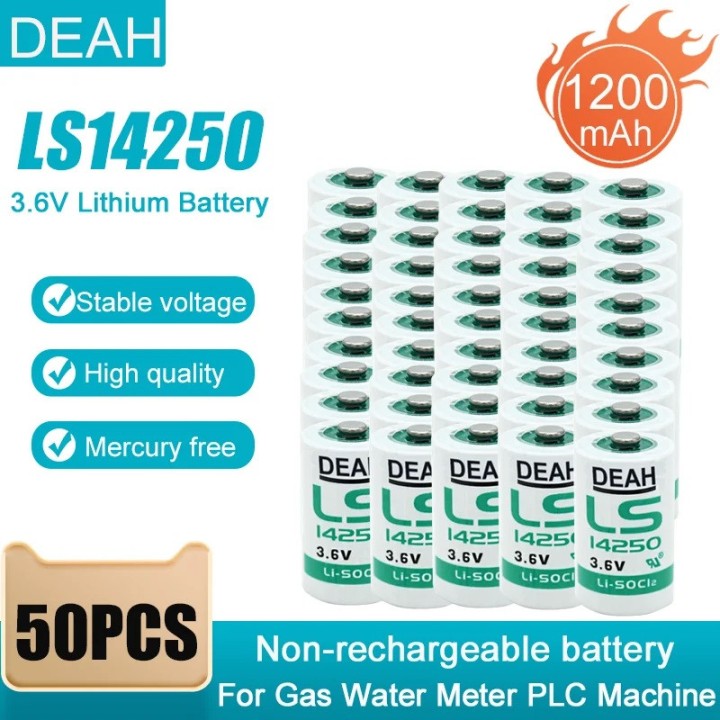 50 pcs ls14250 ls 14250 1 2aa lithium 3.6v battery new
