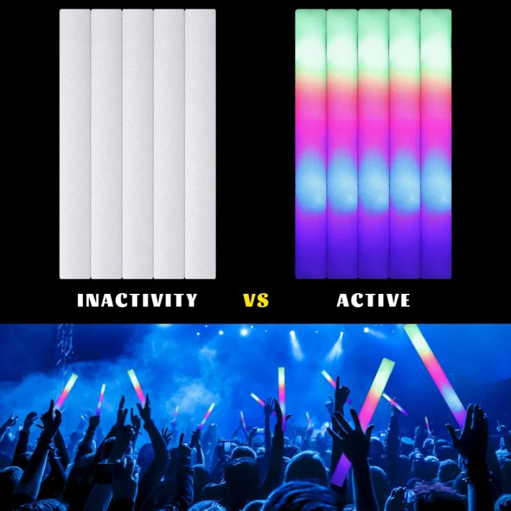 1 Tubo luminoso colorato a LED RGB da 40 cm lampeggiante per feste di compleanno, matrimoni, Natale
