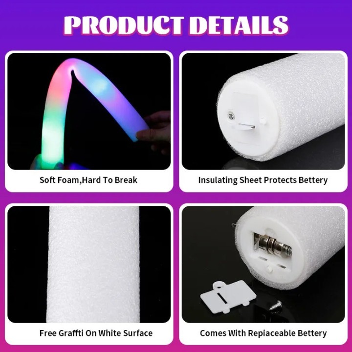 6 Colorful LED Light Stick blue Tube Light 40cm Flashing Birthday Party Wedding Christmas