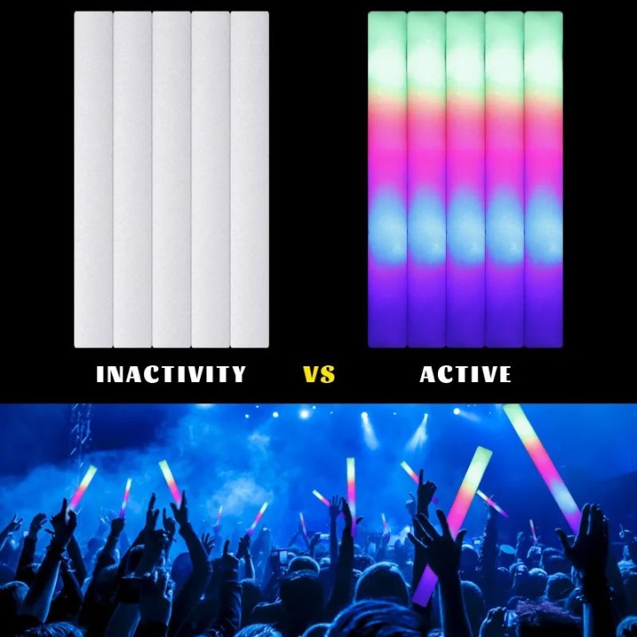 12 Tubo luminoso colorato a LED RGB da 40 cm lampeggiante per feste di compleanno, matrimoni, Natale