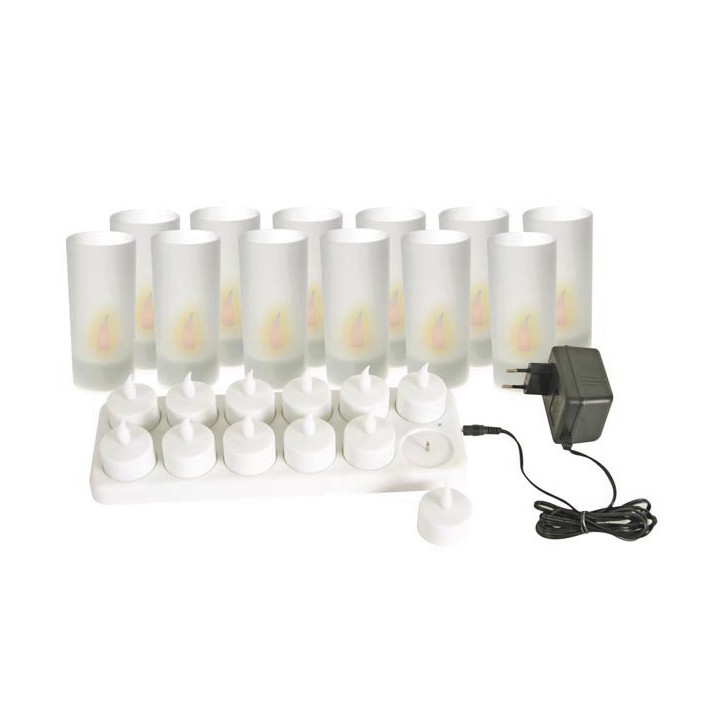 Juego de 12 velitas con leds recargables velleman - 1