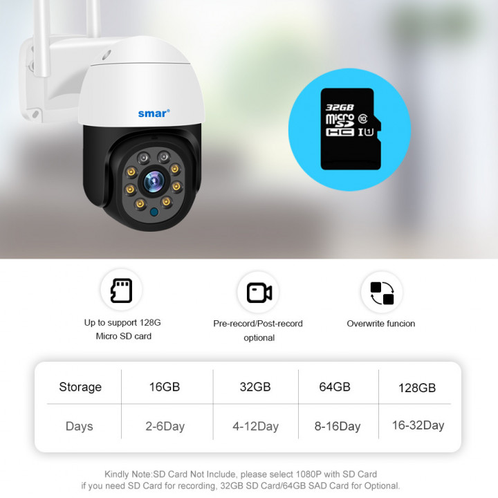 Caméra de surveillance extérieure PTZ IP WIFI hd 2MP/1080P sans fil Zoom x4 nocturne ia Audio